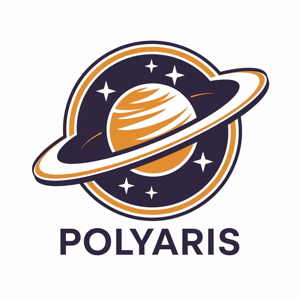 a vector logo design,with the text "POLYARIS", main symbol:Planet and stars,Moderate,be used in Entertainment industry,clear background