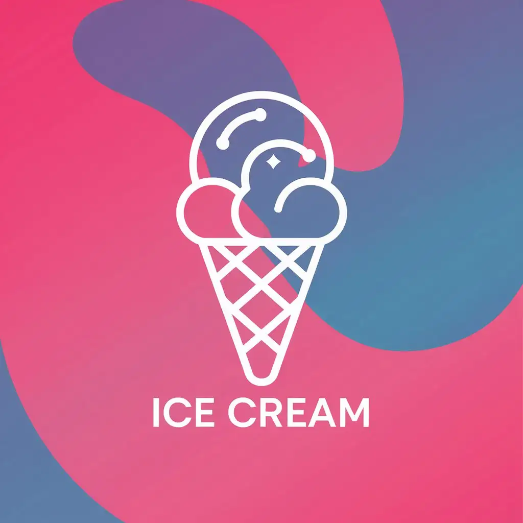 LOGO Design for Ice Cream Minimalistic Pink and Blue Vector with Food Symbol