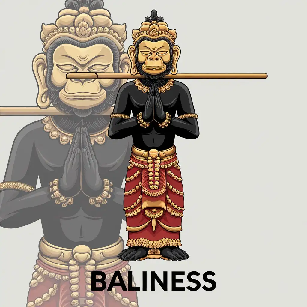 LOGO Design for Baliness Wukong Style Statue with Balinese Crown and BlackGold Color Scheme