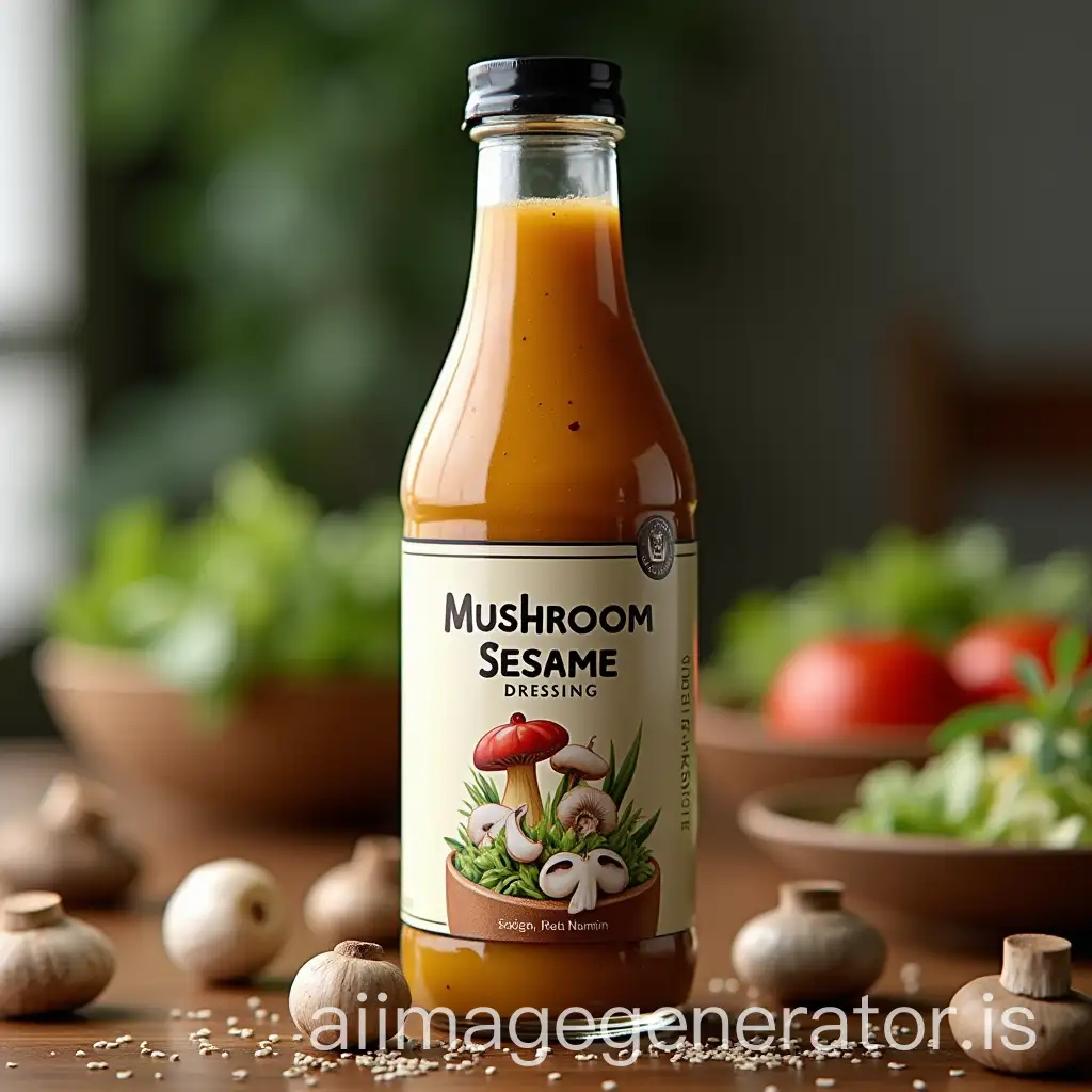 Mushroom-Sesame-Salad-Dressing-on-a-Rustic-Dining-Table