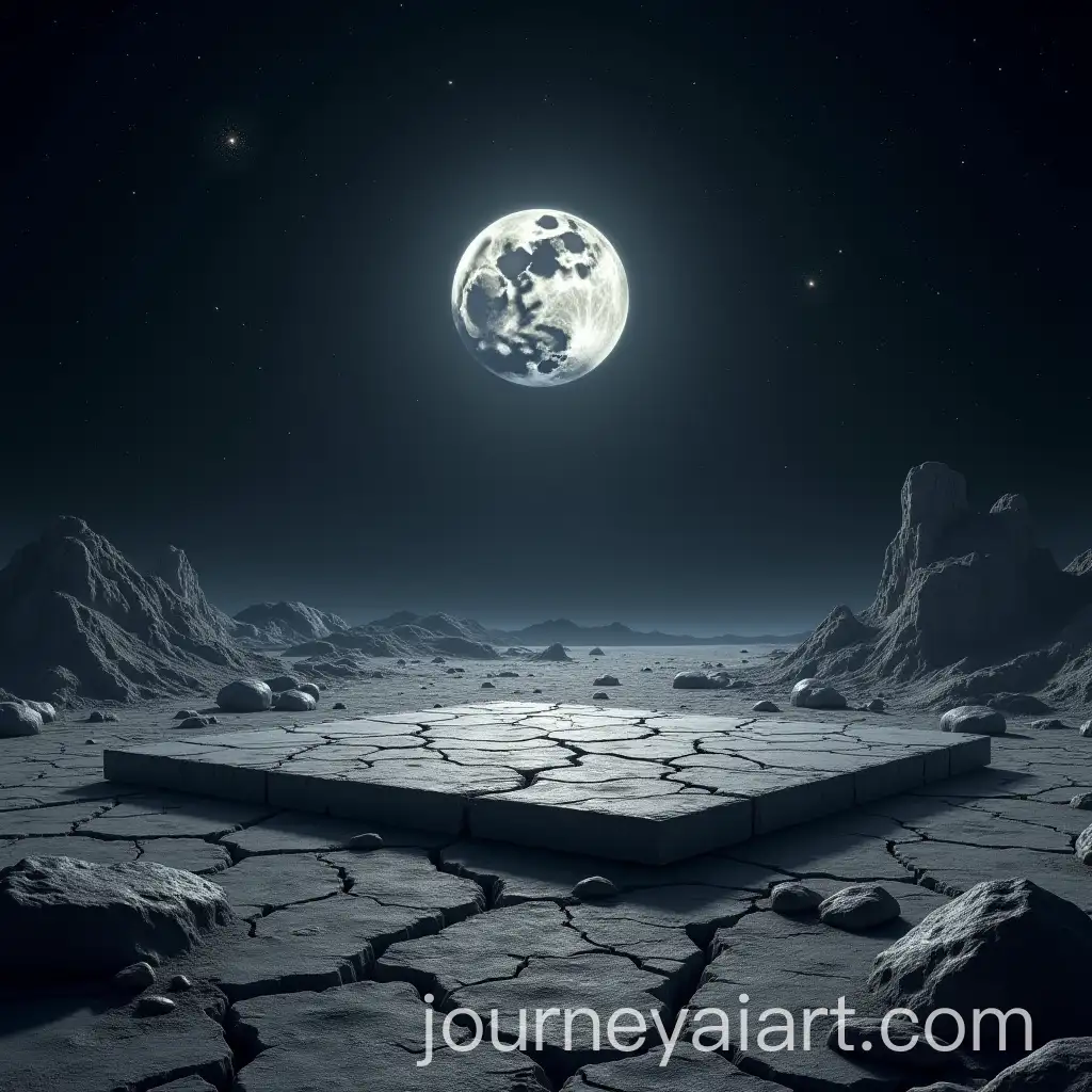 Floating-Rocks-on-a-Cracked-Moon-Platform-in-a-Space-Valley