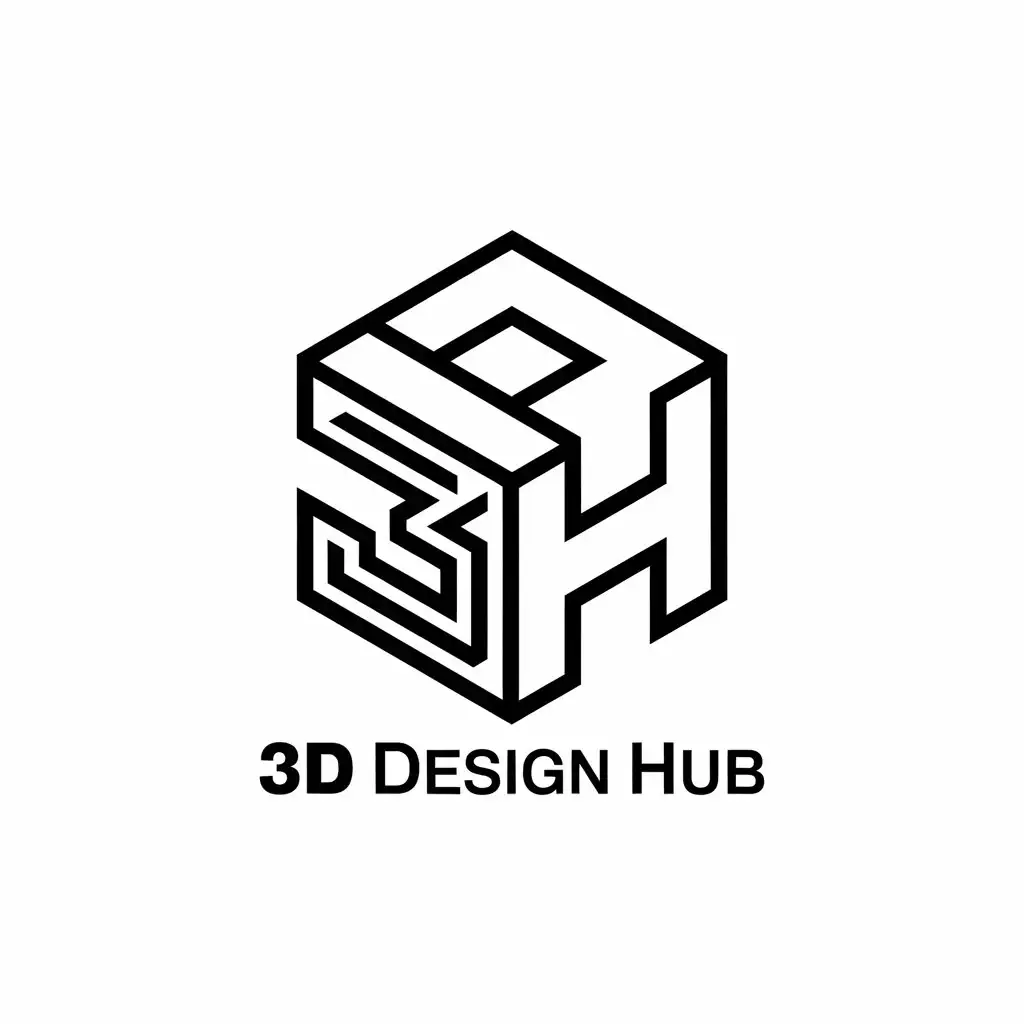 a vector logo design,with the text "3D Design Hub", main symbol:3DH,complex,be used in Others industry,clear background