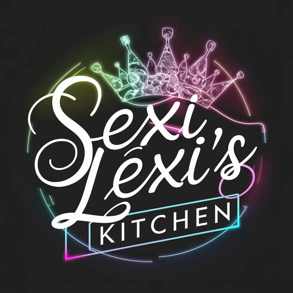 Vibrant-Typography-Design-for-Sexi-Lexis-Kitchen-with-Neon-Gradient-and-Crown-of-Kitchen-Utensils