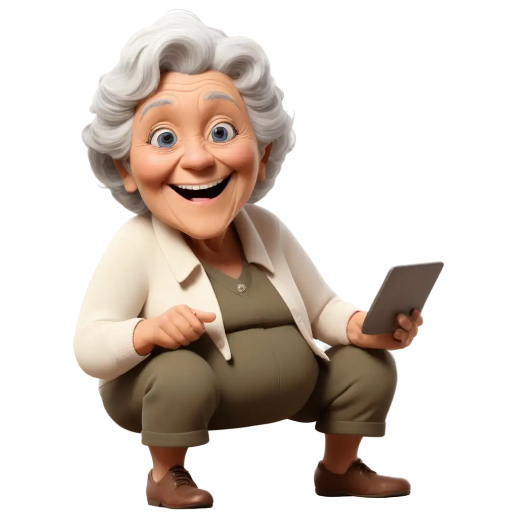 Cartoon-Grandma-Smile-PNG-2D-Illustration-for-Creative-Use