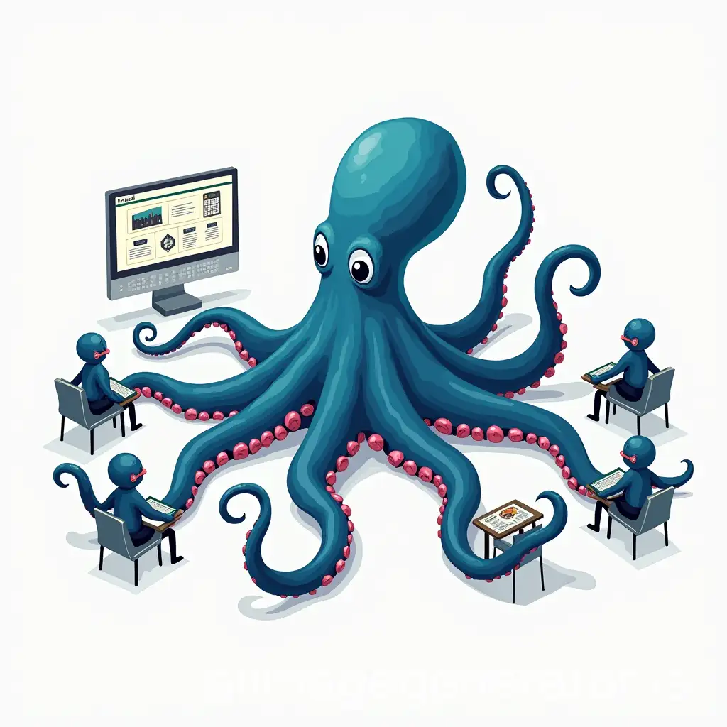 Octopus-Project-Manager-with-Tentacles-Representing-Various-Roles-in-Digital-Project-Management