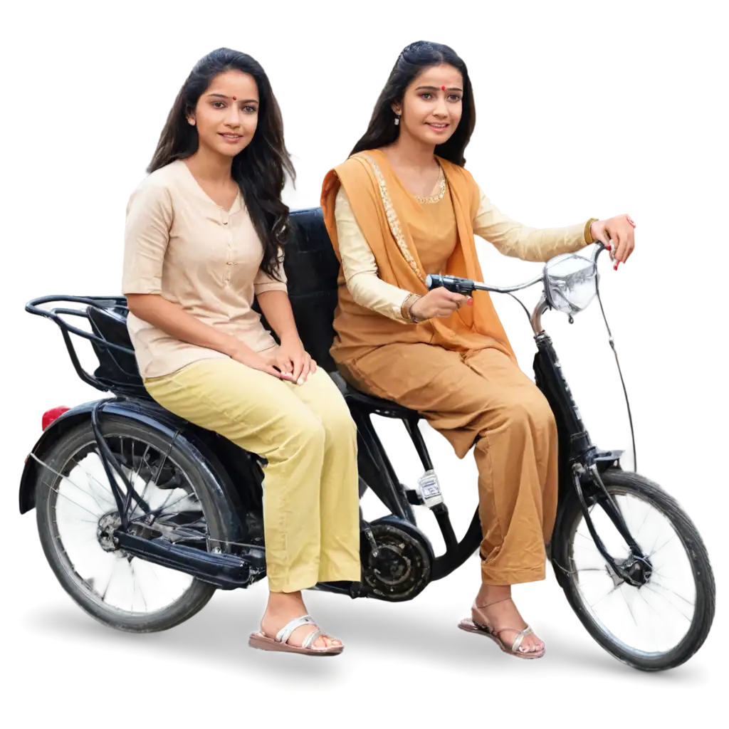 Girls-Sitting-on-a-Cycle-Rickshaw-Wearing-Salwar-PNG-Image-for-Diverse-Creative-Uses