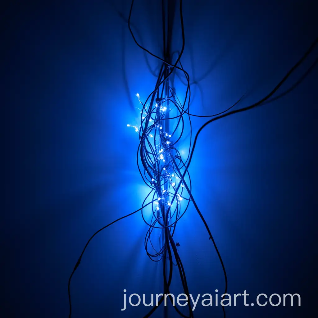 Tangled-Electric-Wires-Glowing-in-Blue-Light