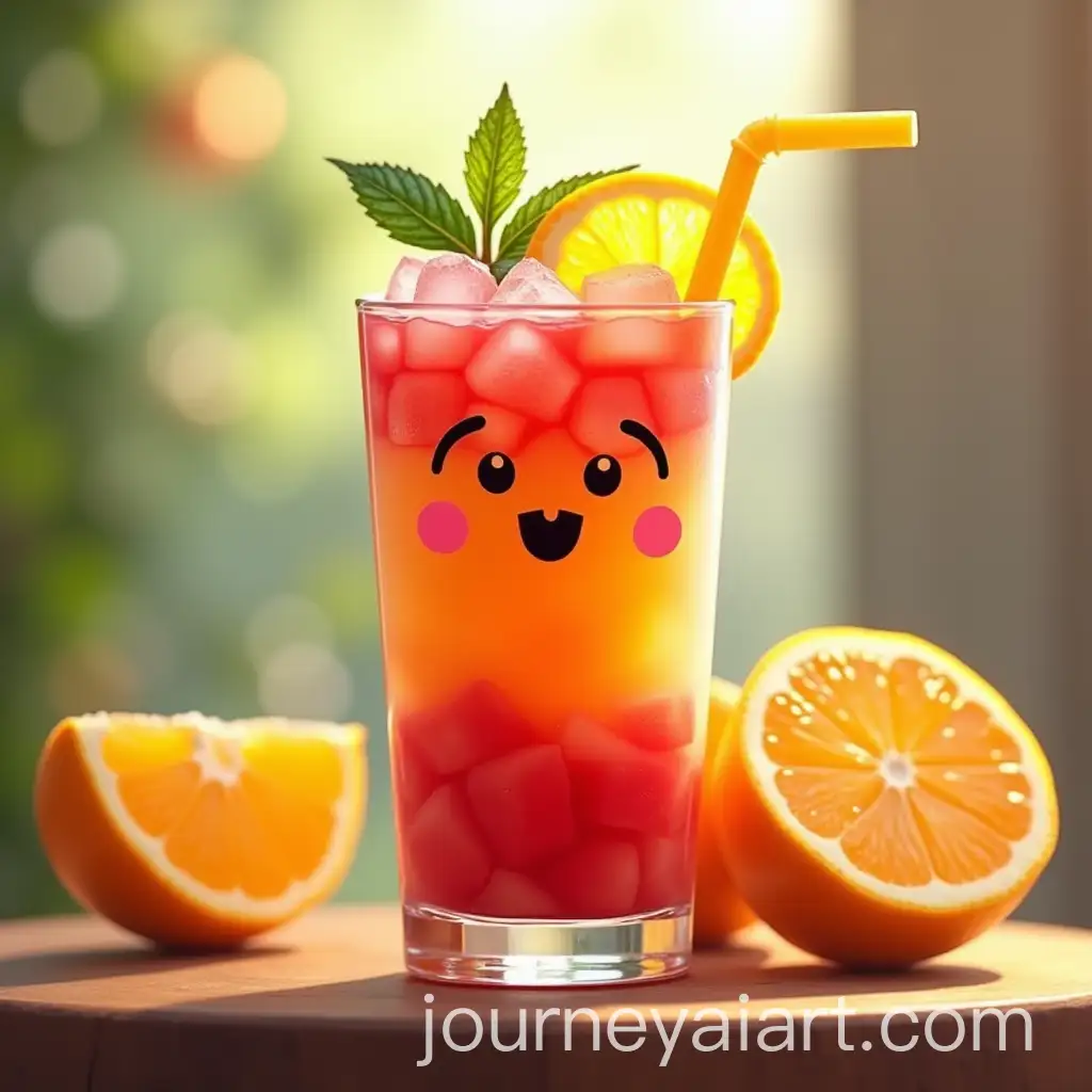 Whimsical-CartoonFaced-Fruit-DrinkAI-Image-Prompt-Expansion-with-Citrus-and-Ice