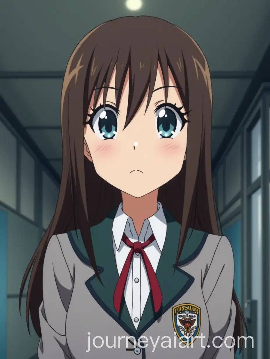 AnimeAI-Art-Prompt-Expansion-Girl-in-UA-Uniform-with-Glamorous-Makeup-in-School-Hallway