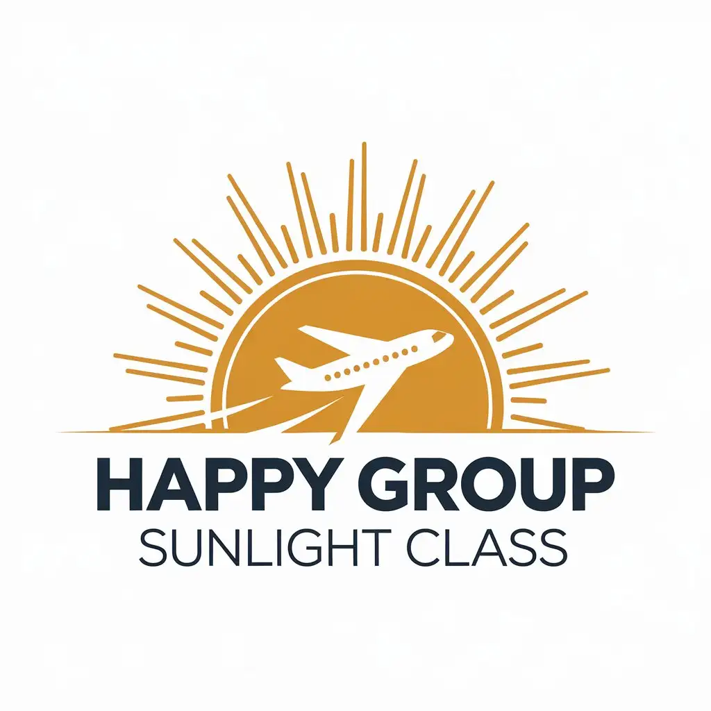 LOGO-Design-for-Happy-Group-Sunlight-Class-Sun-and-Airplane-Theme-on-Clear-Background