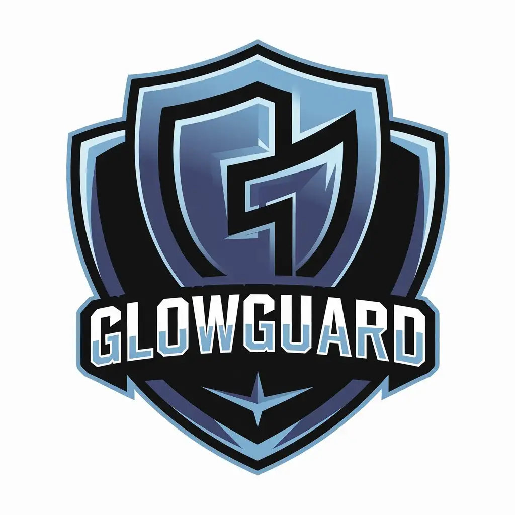 LOGO Design for GlowGuard Blue Shield with Glow on Black Background for Technology Industry