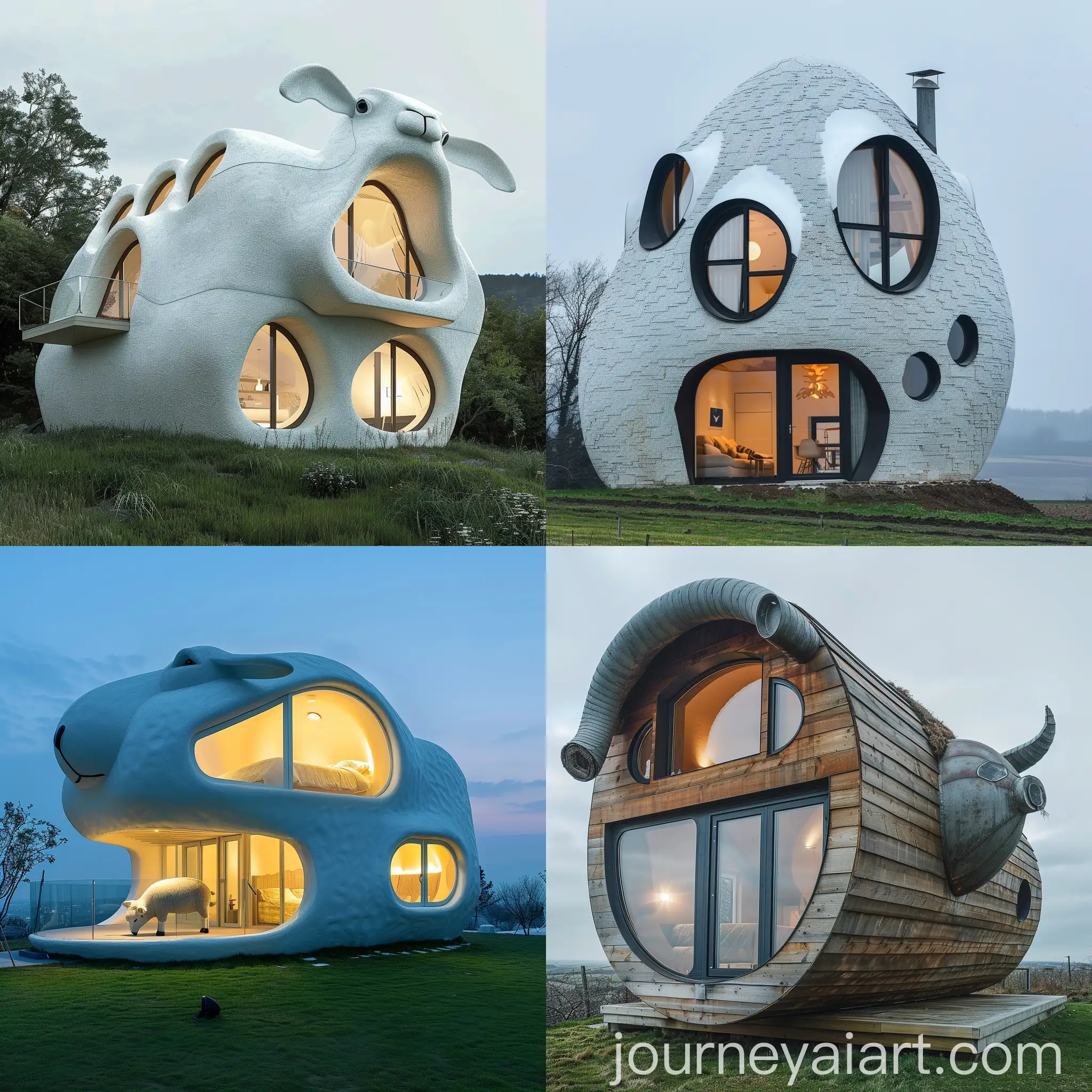 Whimsical-SheepShaped-House-in-a-Surreal-Landscape