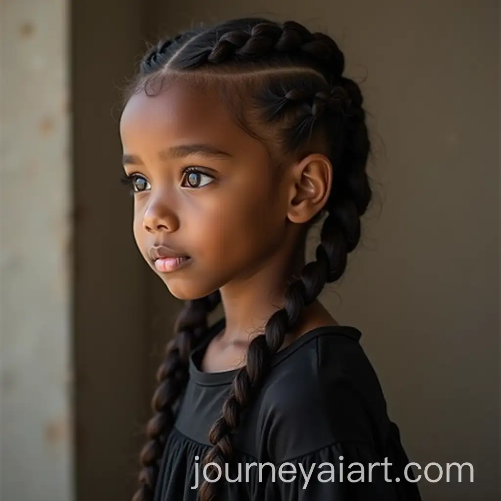 Braided-Hair-Girl-in-Black-Dress
