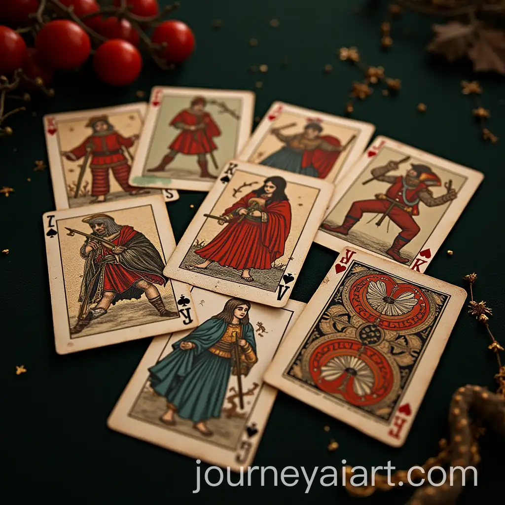 ArcaneThemed-Card-Game-Scene-with-Intricate-Artwork-and-Fantasy-Elements