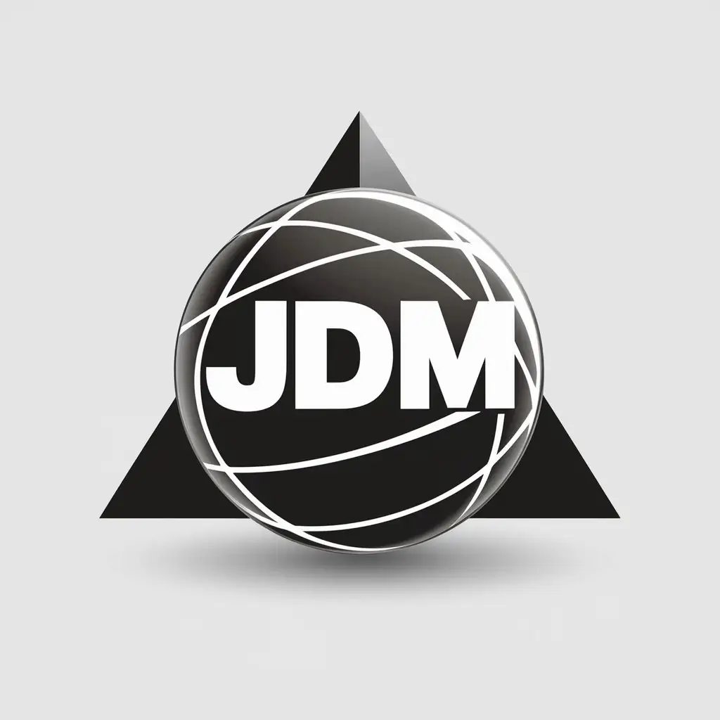 LOGO Design For JDM Sphere and Triangle Symbol in 3D on White Background