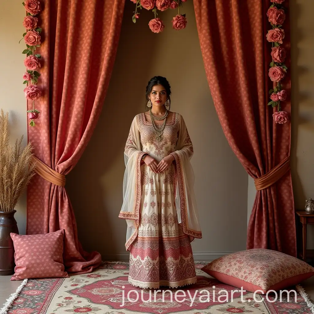 Indian-Ethnic-Suit-with-Duppata-in-Rustic-Terracotta-Setting