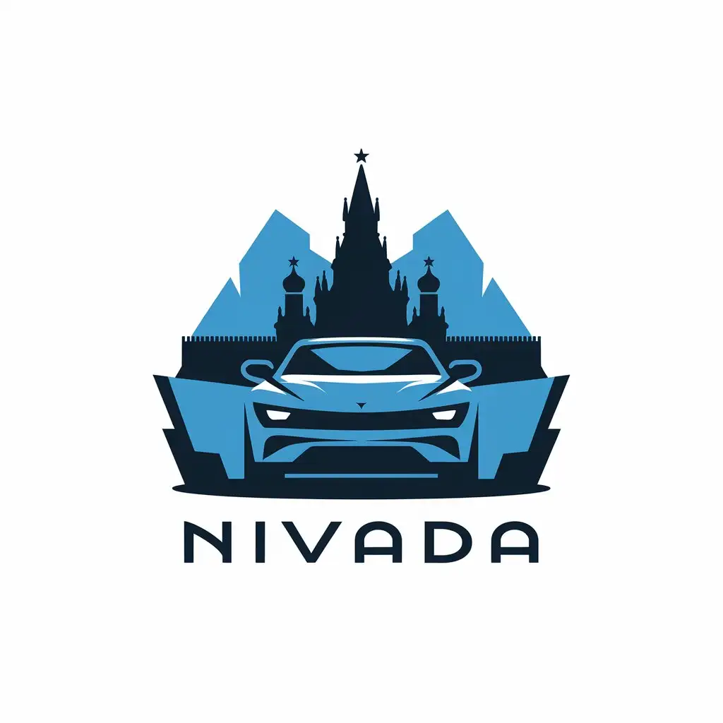 LOGO-Design-For-NiVada-Elegant-Car-Silhouette-with-Kremlin-Backdrop