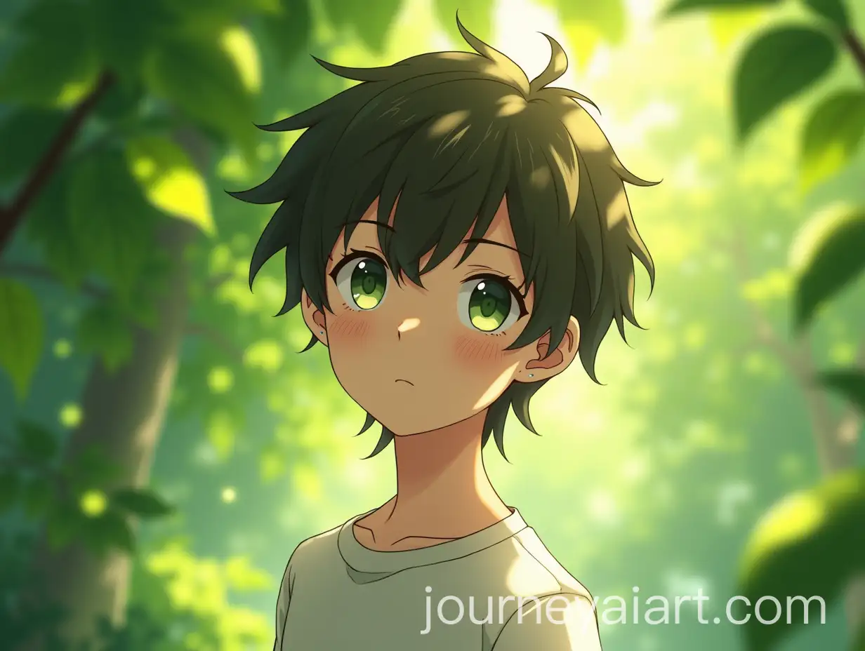 Teenage-Boy-in-Lush-Summer-ForestAI-Image-Prompt-Expansion-with-Dappled-Sunlight