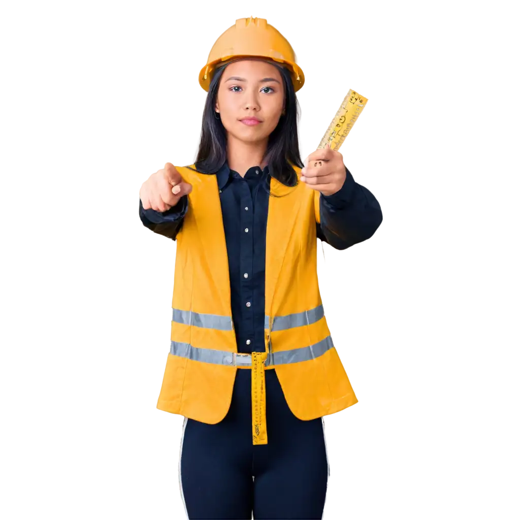 Indonesian-Woman-in-Safety-Jacket-and-Yellow-Helmet-Holding-Tape-Measure-PNG-Image