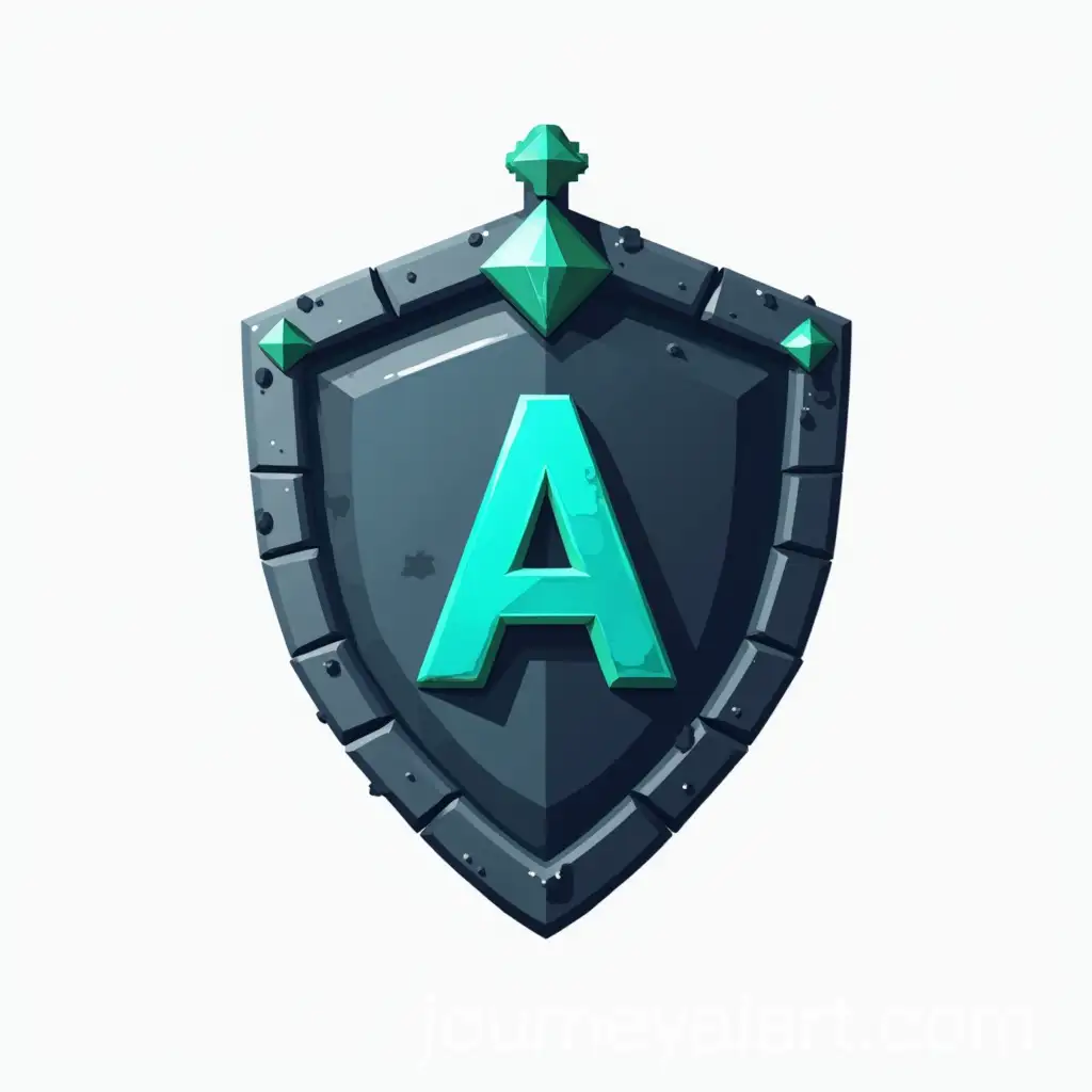 Minecraft-Server-Logo-with-Diamond-Sword-Shield-and-Cyan-Letter-A