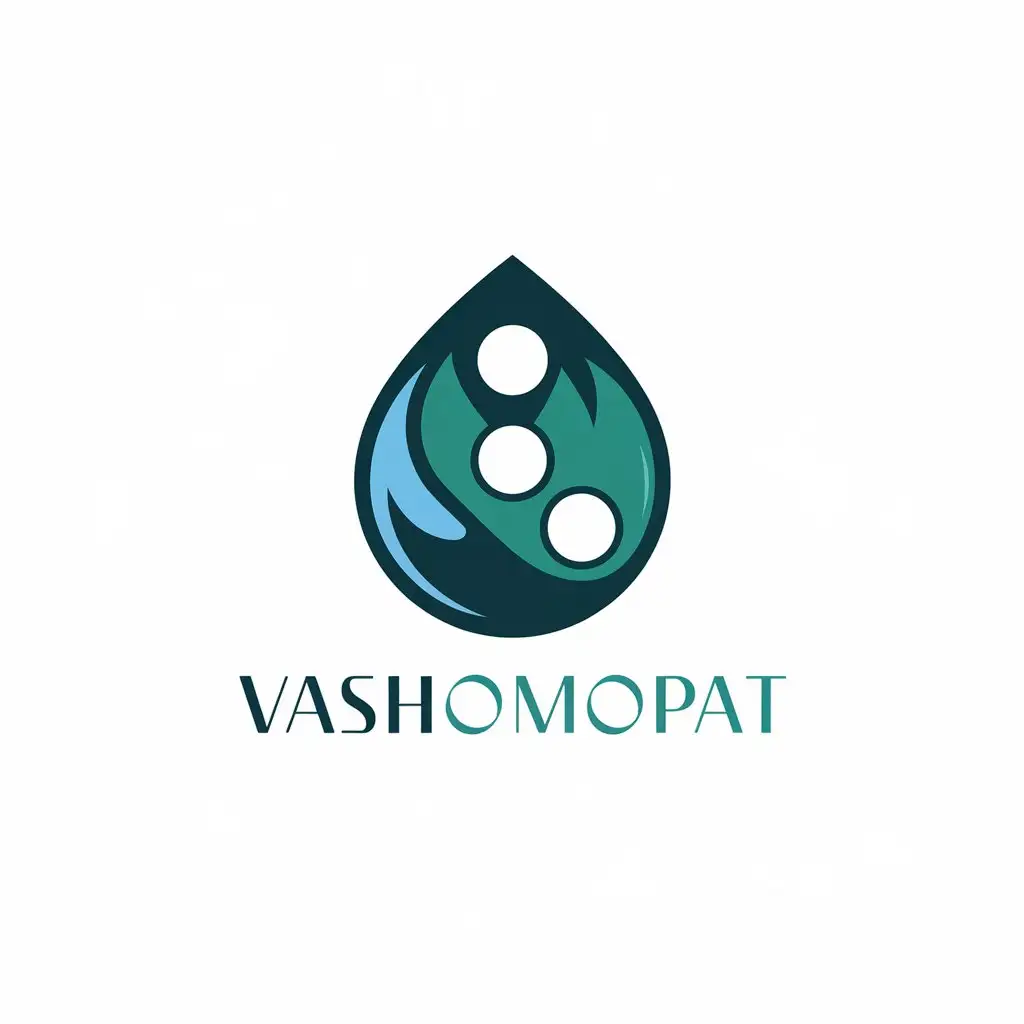 LOGO Design for Vashomeopat White Homeopathic Balls and Water Drop Symbol on Clear Background