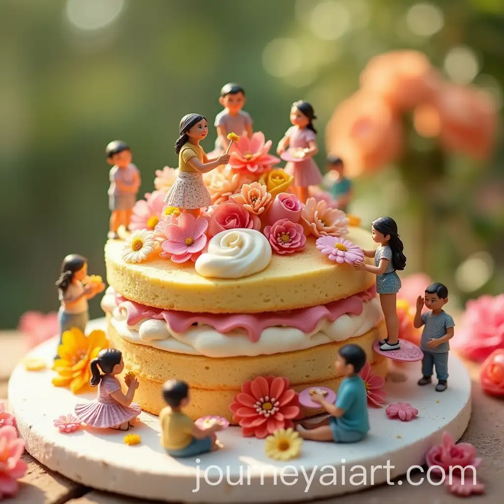 Miniature-People-Decorating-and-Enjoying-a-Giant-Cake