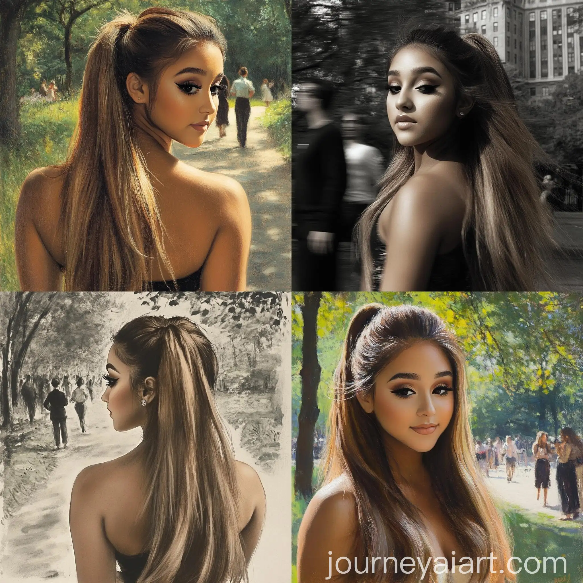 Woman-in-Park-Dress-with-Passersby-in-Background
