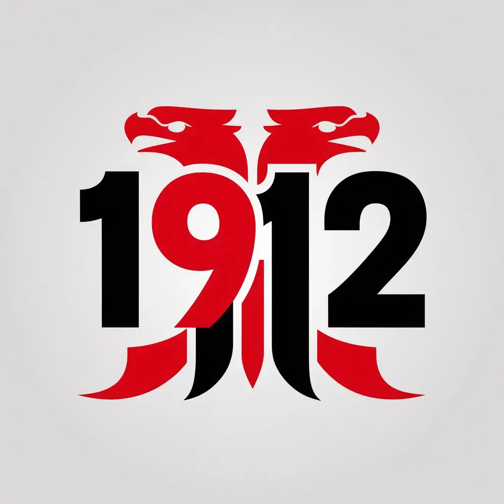 LOGO Design For 1912 Red Black Red Minimalistic Albanian Independence Anniversary Symbol