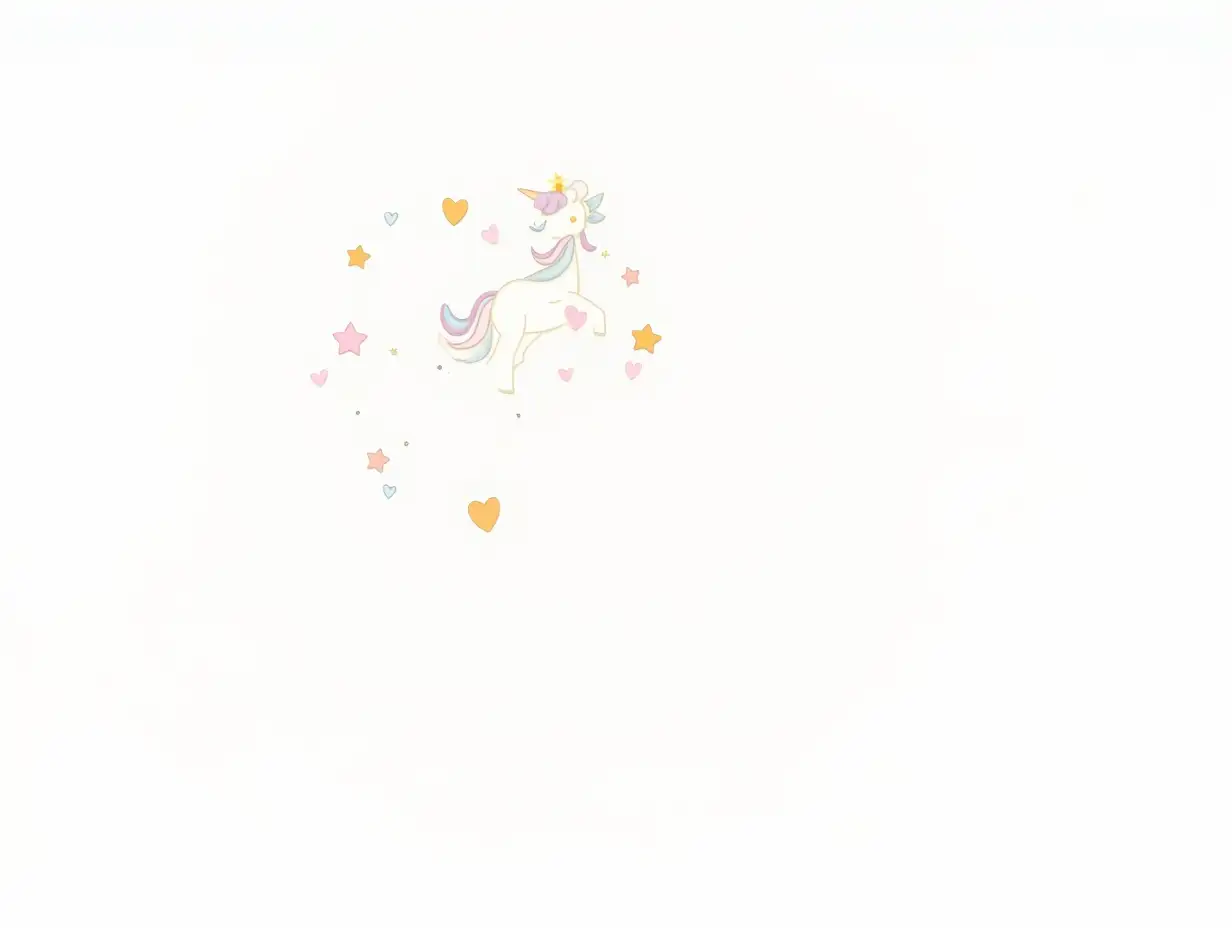 Minimalist-Unicorn-with-Pastel-Hair-Surrounded-by-Stars-and-Hearts