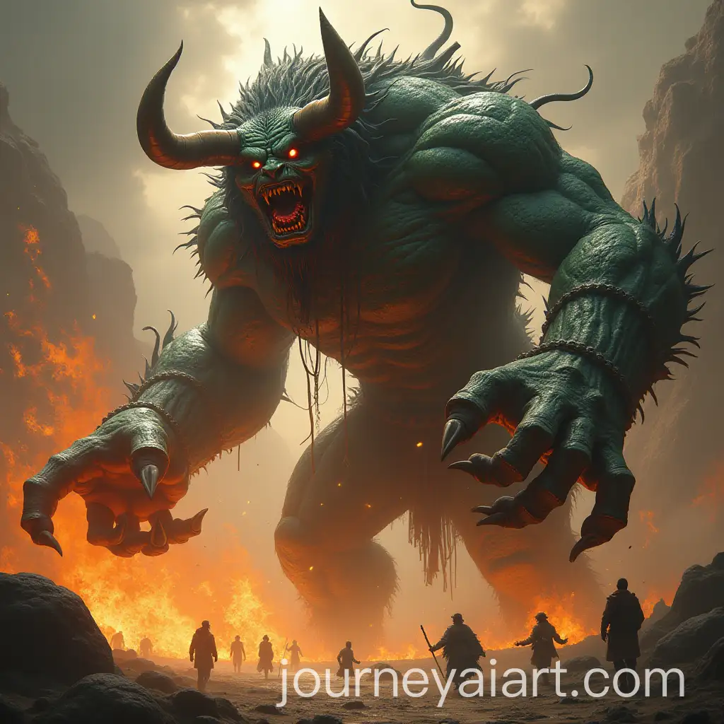Hindu-Giant-Demon-Captured-by-Humans-in-Powerful-Fist-Grip
