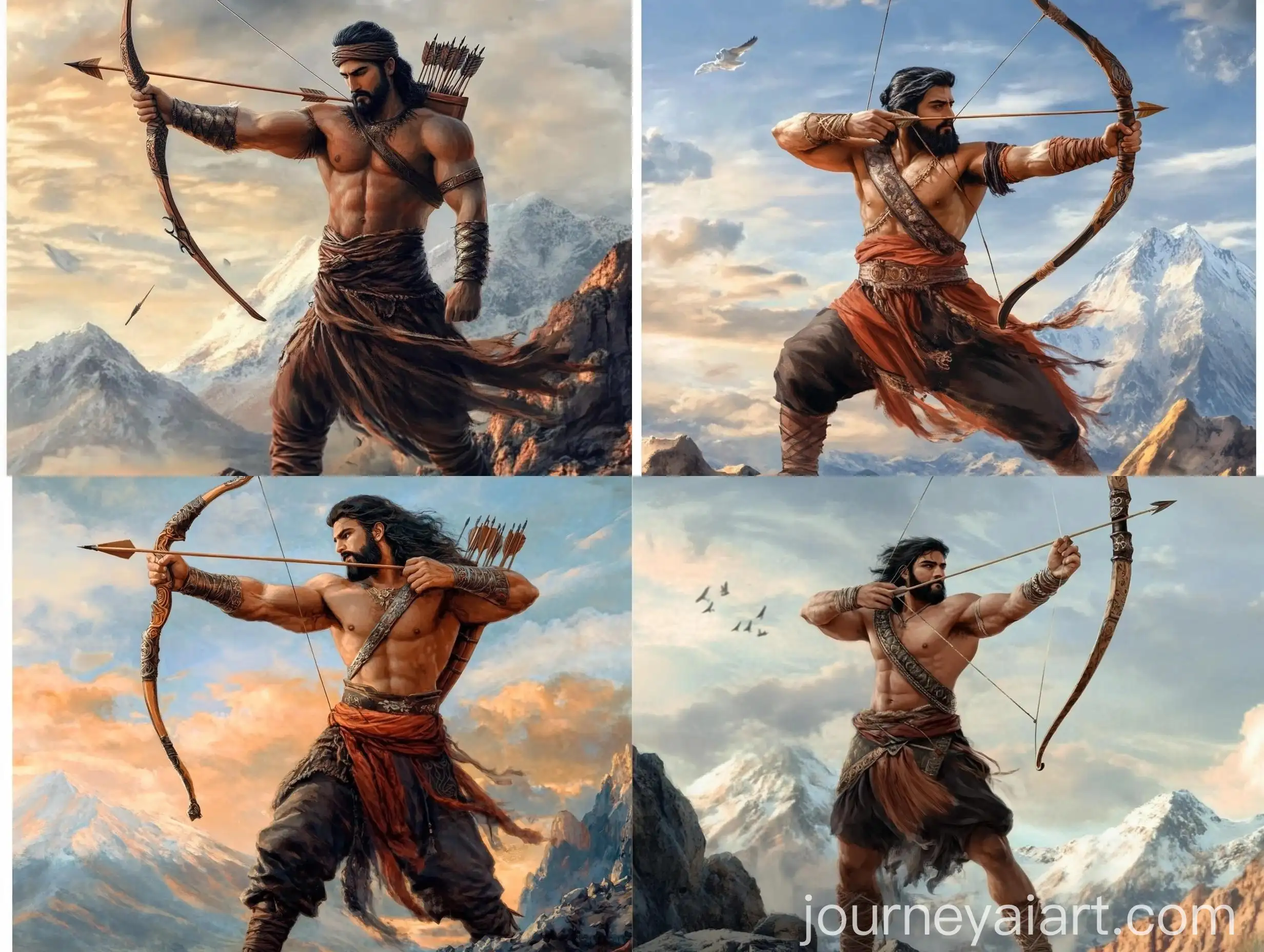 Persian-Hero-Arash-Ready-to-Shoot-Arrow-on-Damavand-Mountain