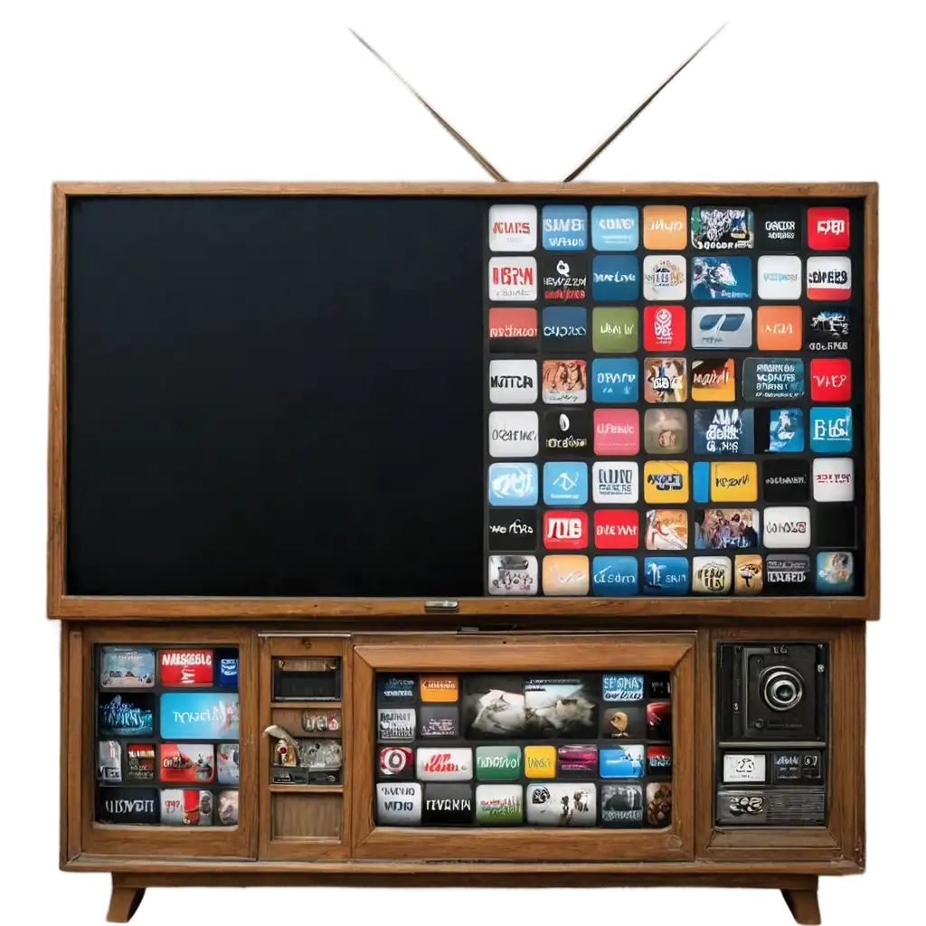 Modern-IPTV-Channels-Emerging-from-an-Old-TV-HighQuality-PNG-Image