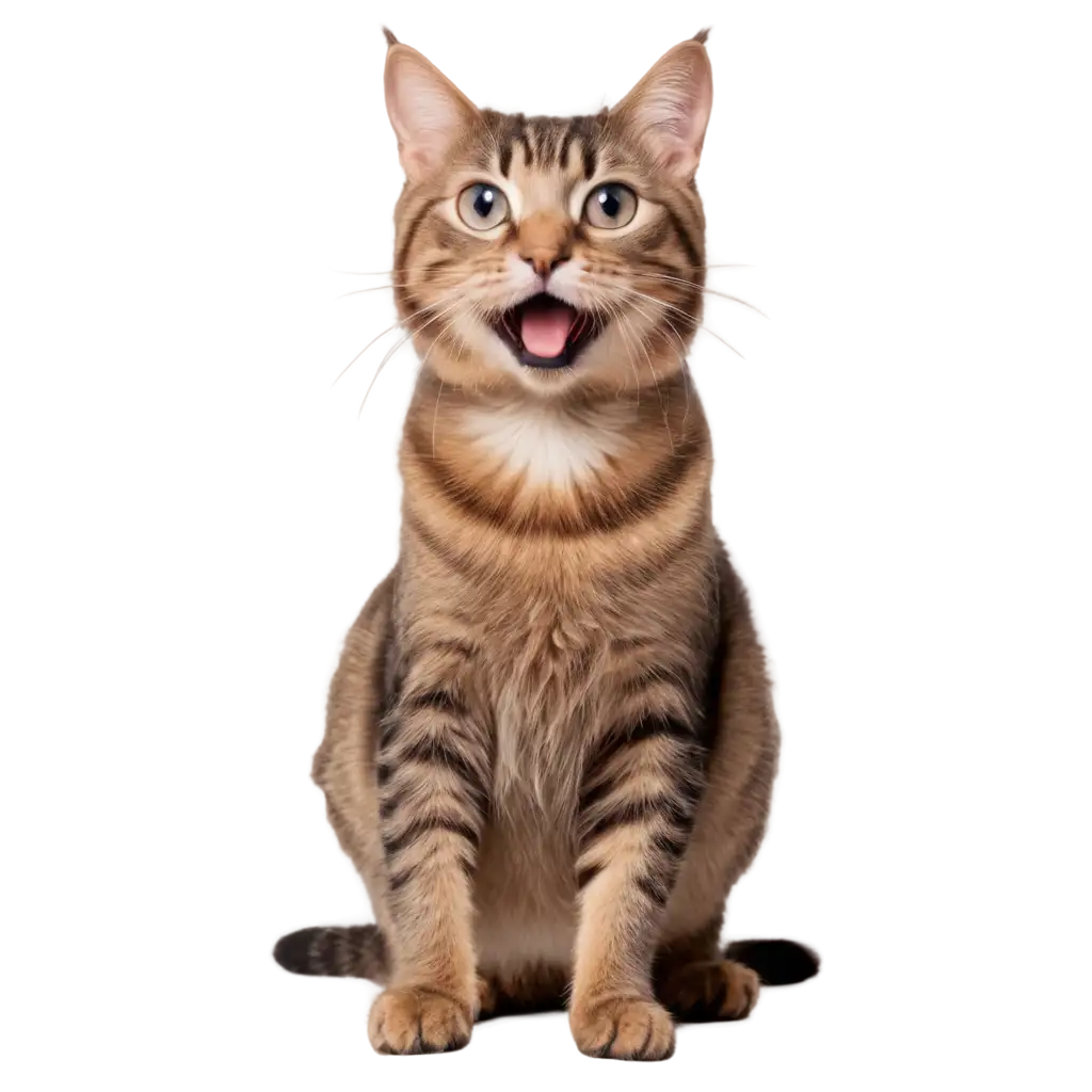 Beautiful-Striped-Content-Cat-with-Open-Mouth-PNG-Image-HighQuality-Transparent-Design-for-Versatile-Use