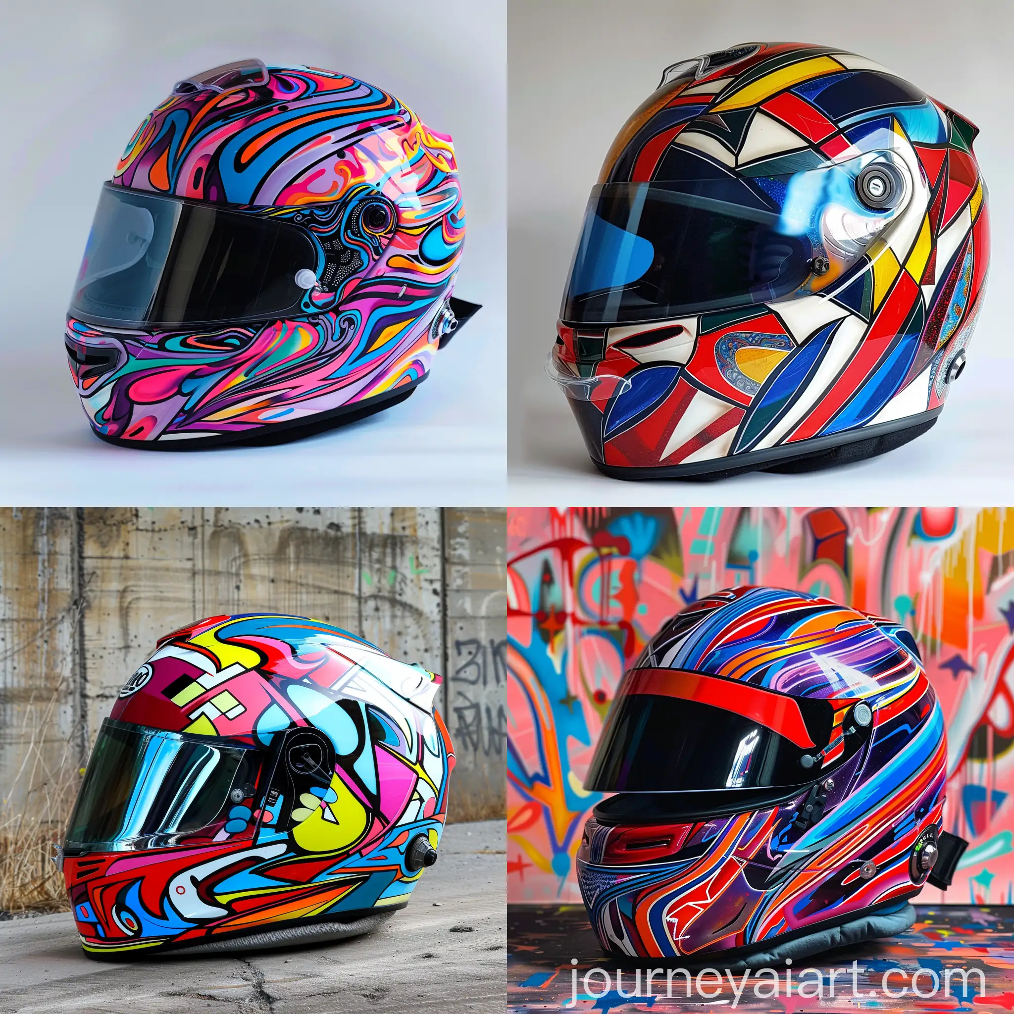 Racing-Helmet-Designed-by-Noura-bin-Saidan-Vibrant-Mural-Art-Inspired-Headgear