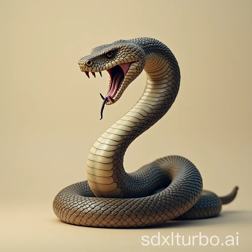 Fierce-Snake-with-Haptic-Body-Shape-on-Solid-Color-Background