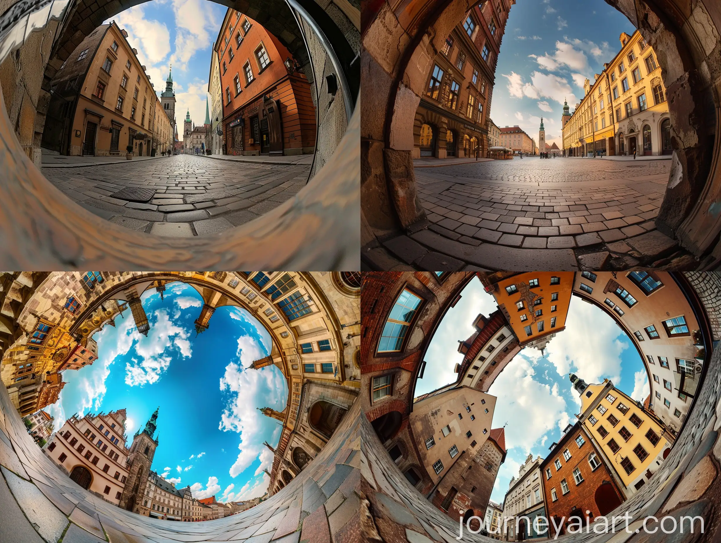 Krakow-Cityscape-in-Fish-Eye-Perspective