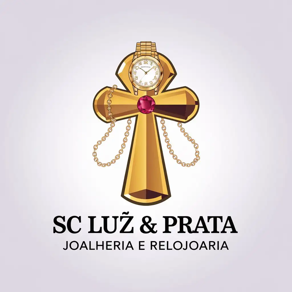 LOGO Design For SC Luz Prata Jewelry Watchmaking Theme with Clear Background