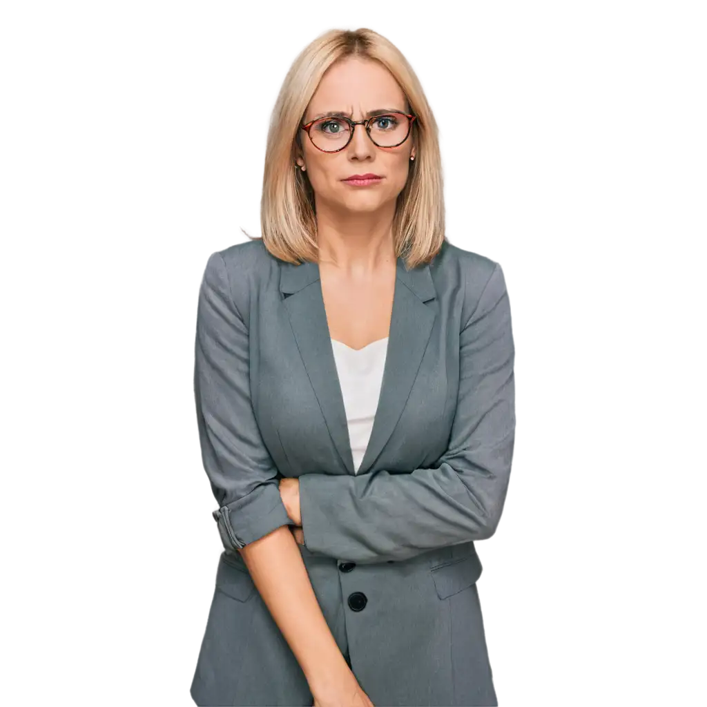 Portrait-of-a-Grumpy-Blonde-Woman-in-Her-Late-30s-Wearing-Specs-HighQuality-PNG-for-Versatile-Use