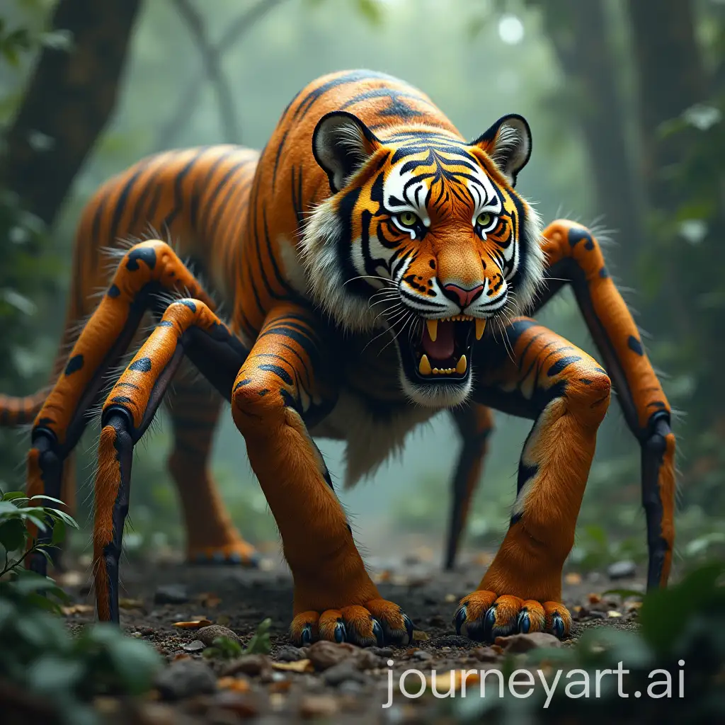 Imaginative-Hybrid-Creature-of-Tiger-and-Spider-in-a-Jungle-Setting