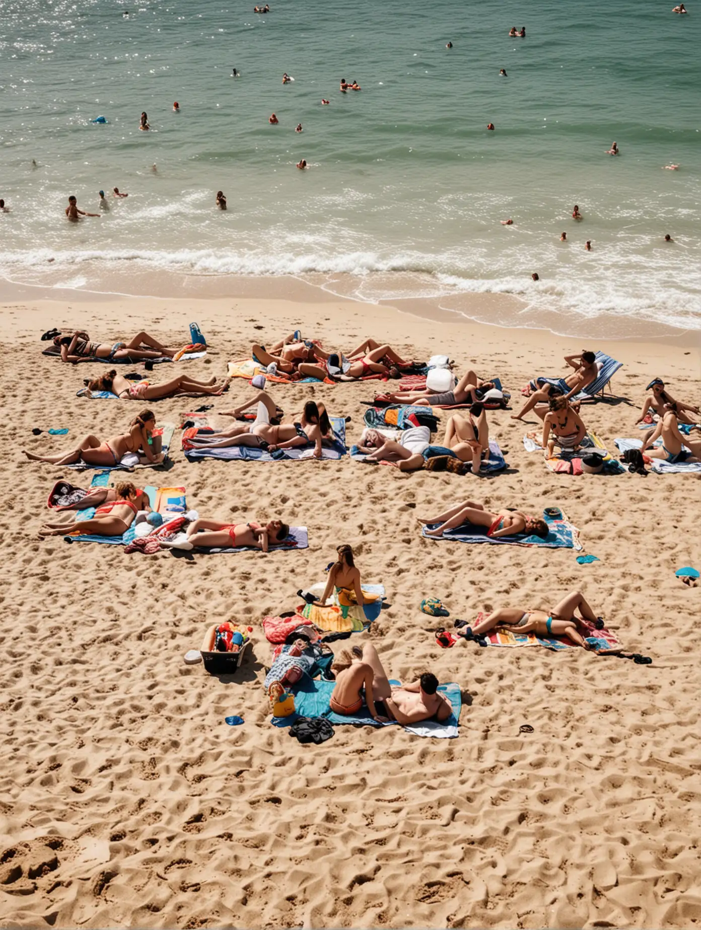 Candid-Beach-Photograph-of-People-Sunbathing-in-the-Sun