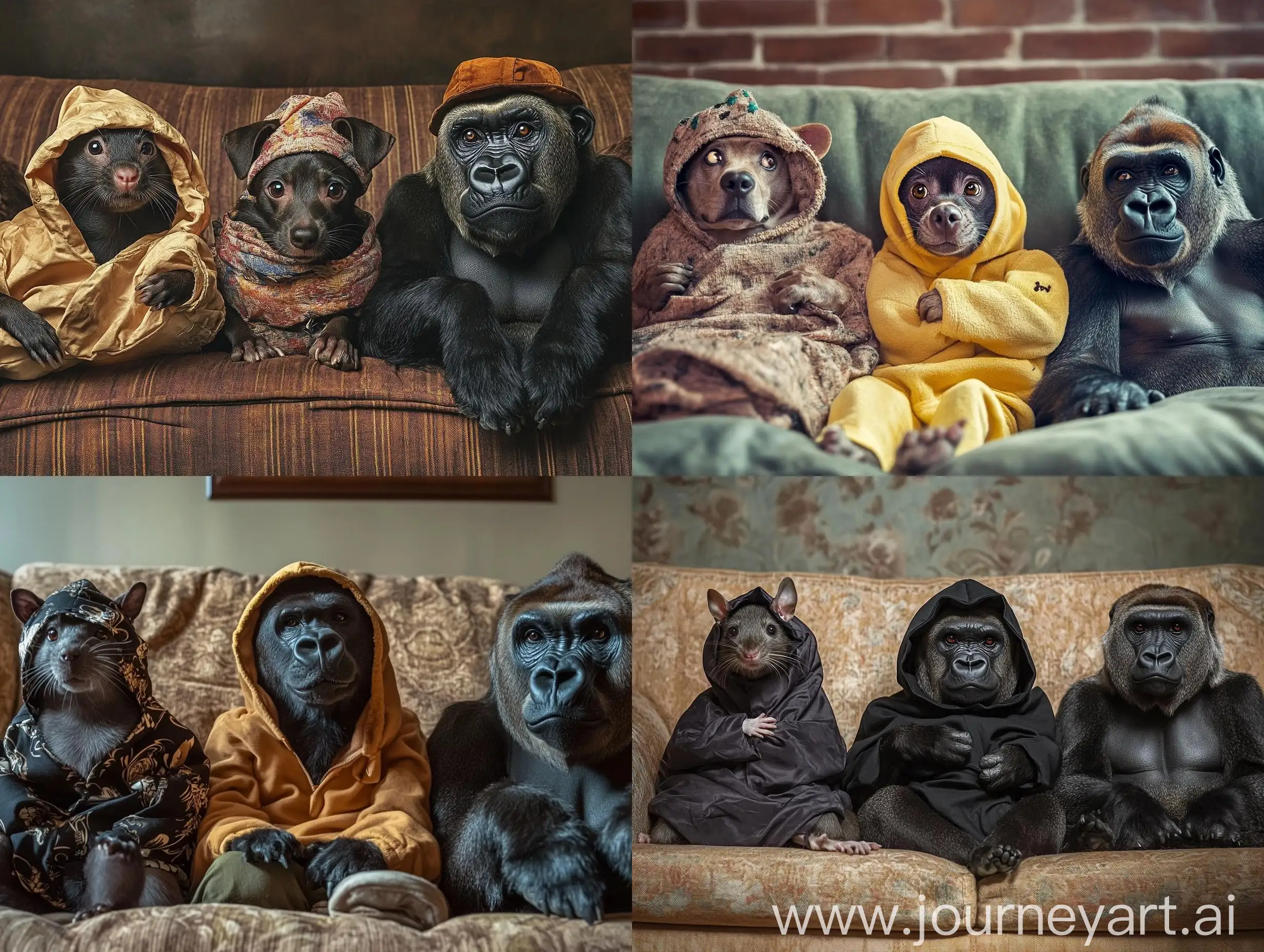 Animal-Friends-Relaxing-on-a-Cozy-Couch