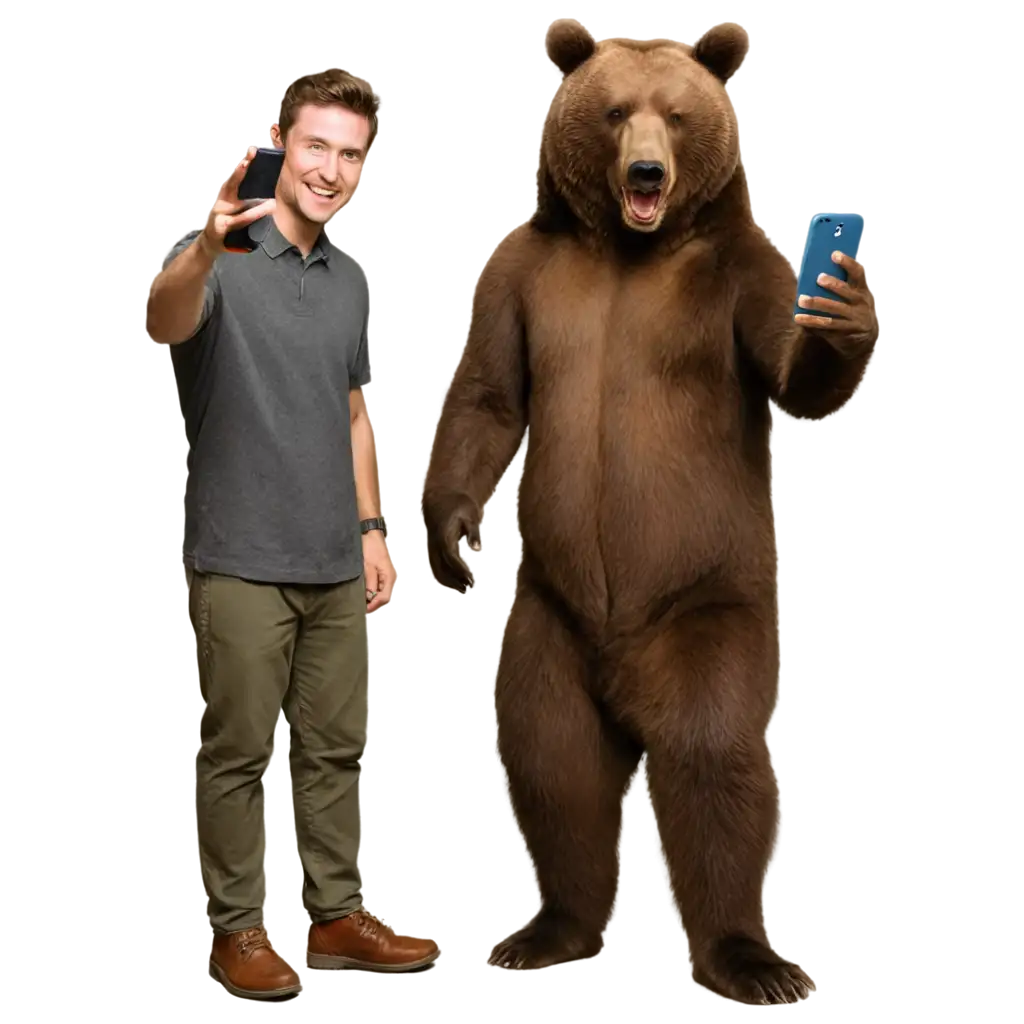 PNG-of-Bear-Taking-a-Selfie-with-Smartphone-Fun-and-HighQuality-Image-for-Various-Uses