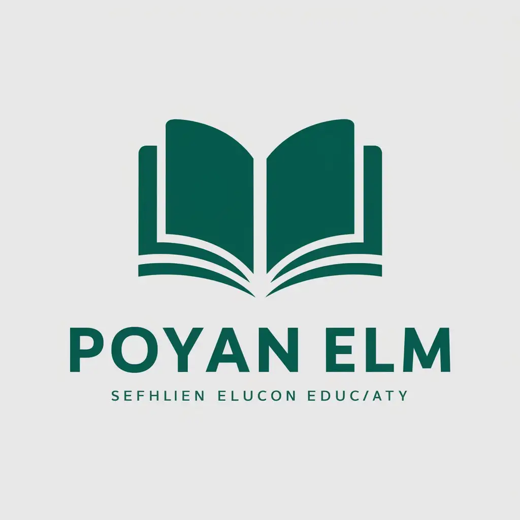 a vector logo design,with the text "Poyan Elm", main symbol:book,Moderate,be used in Education industry,clear background