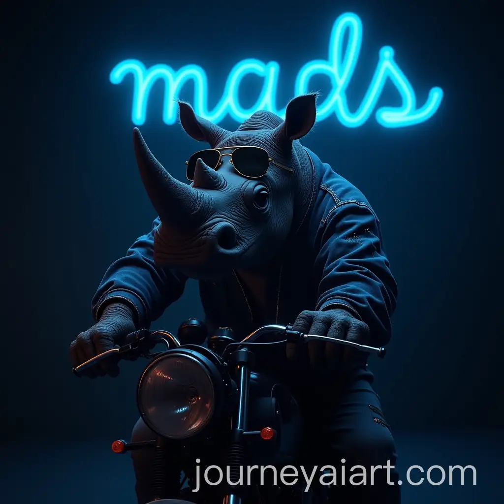 Rhino-in-Ripped-Jeans-and-Sunglasses-Leans-on-Neonlit-Motorbike