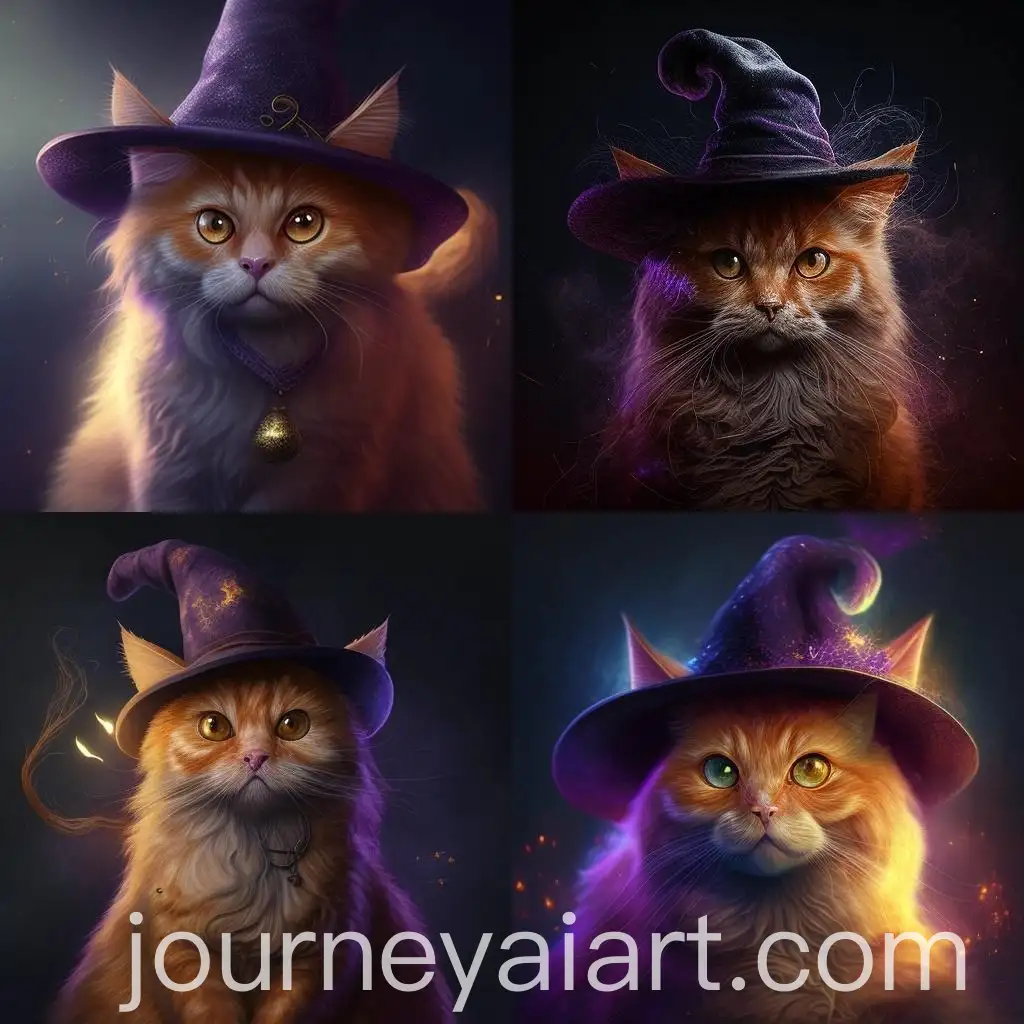 Magical-Ginger-Cat-in-Twilight-Conjuring-with-Witchs-Hat