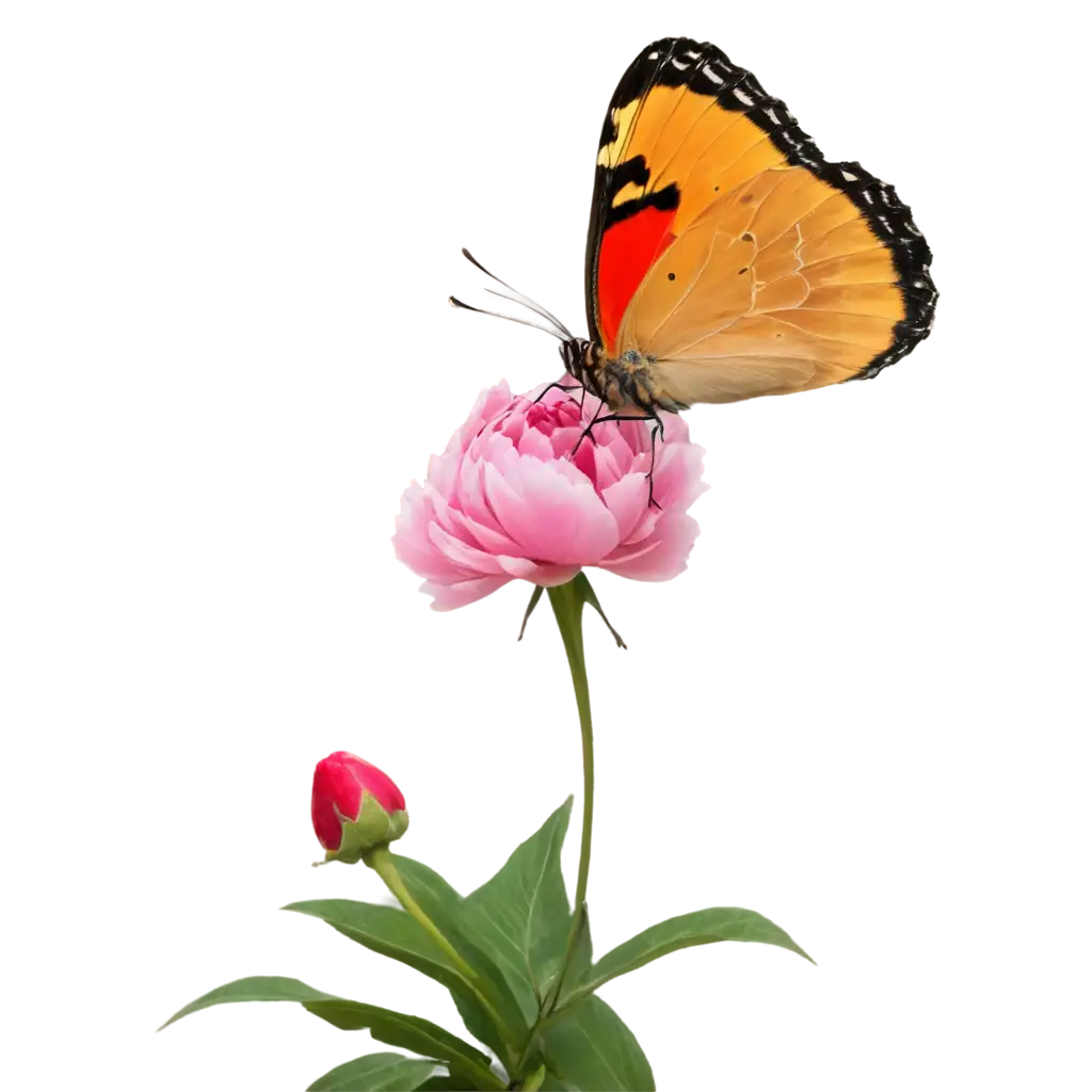 butterfly lands on peony