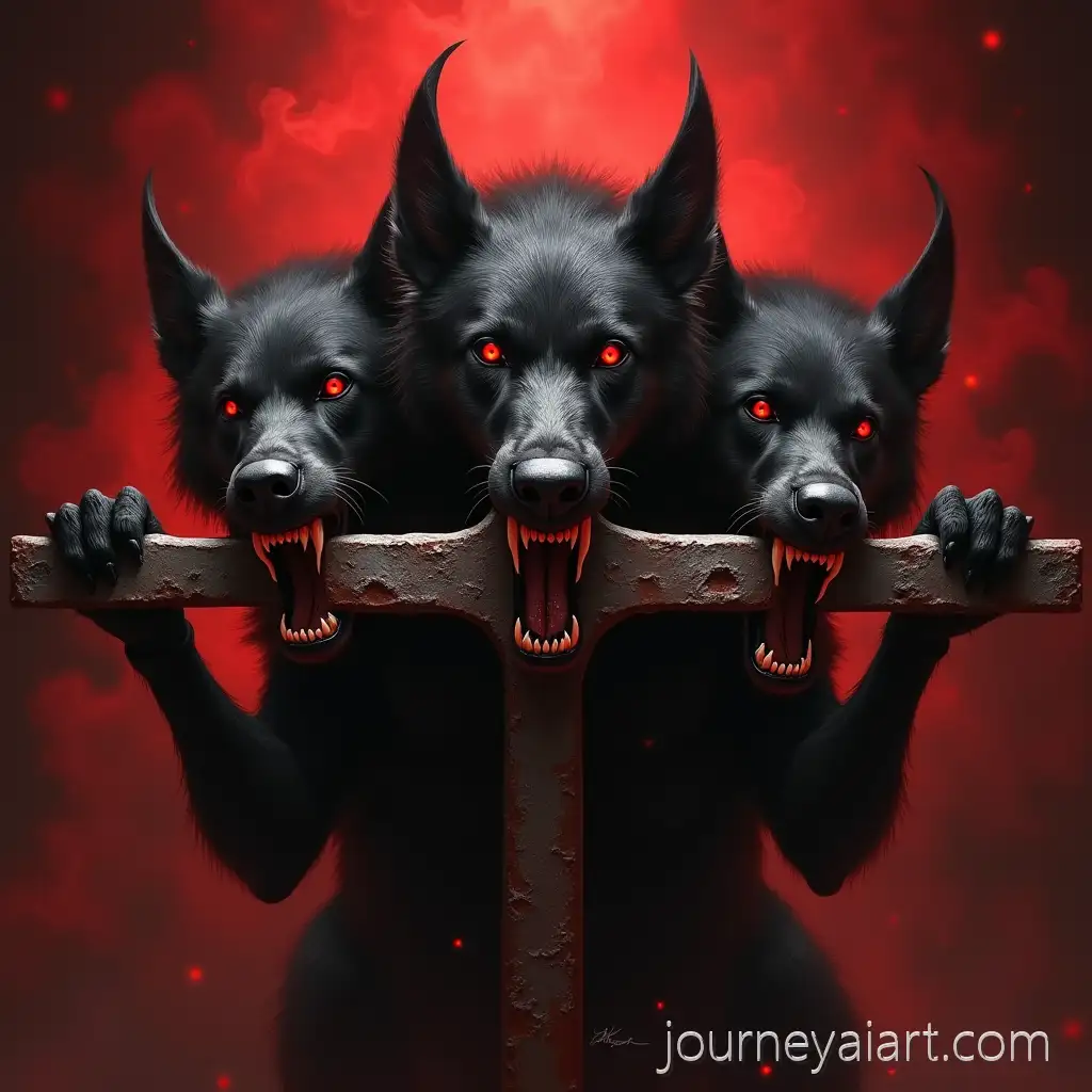 ThreeHeaded-Hellhound-Holding-Rusted-Iron-Cross-in-Dark-Gothic-Fantasy-Inferno
