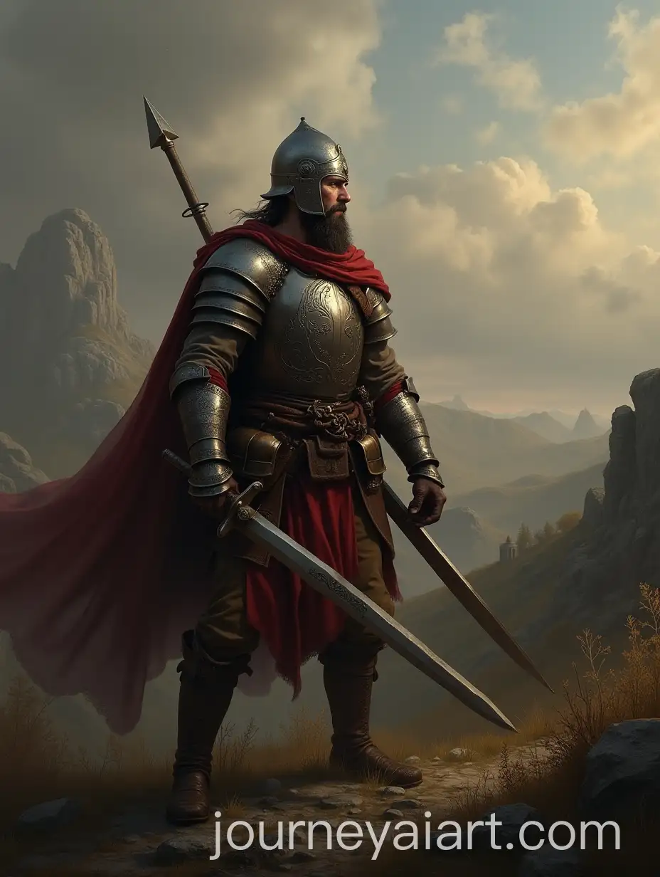 Bosnian-and-Herzegovinian-Medieval-Warrior-in-Dramatic-Landscape