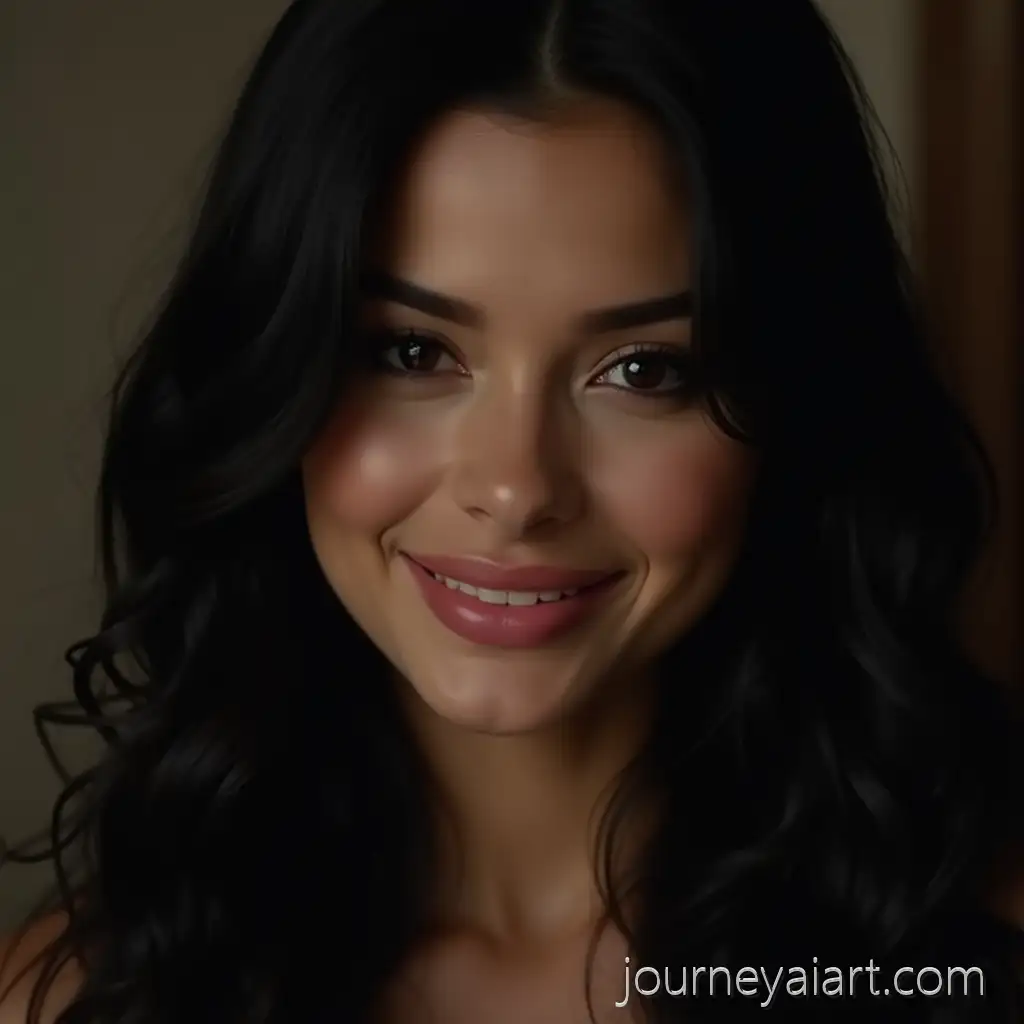 Elegant-Woman-with-Long-BlackAI-Image-Prompt-Expansion-Hair-and-an-Elegant-Smile-in-Cinematic-Lighting