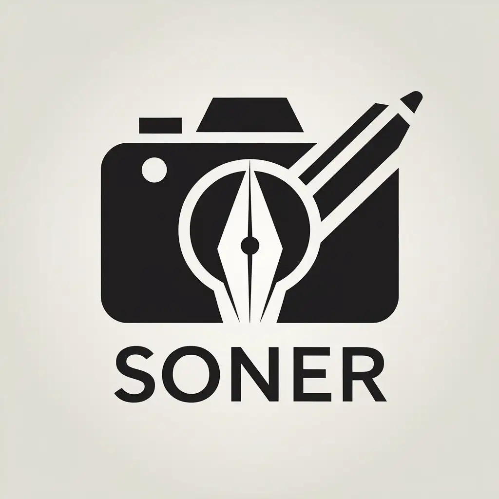 LOGO-Design-For-Soner-Creative-Camera-and-Pen-Symbol-on-Clear-Background